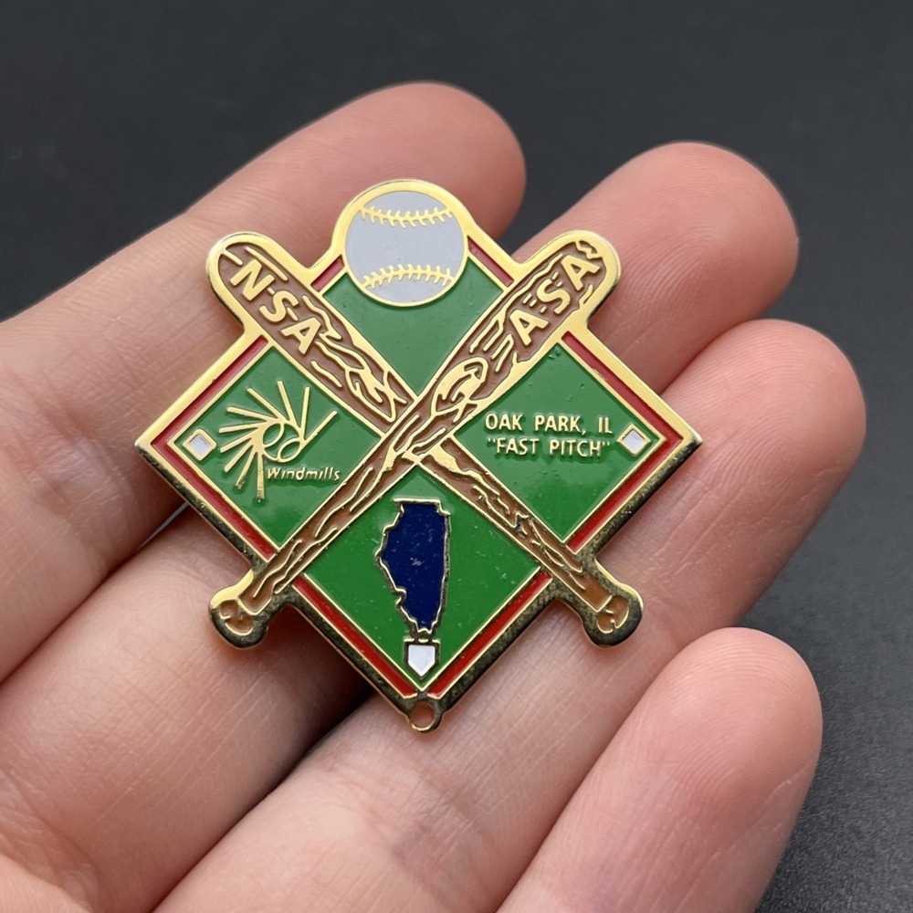 NSA ASA Fast Pitch Softball Oak Park Illinois Windmills Lapel Hat Pin
